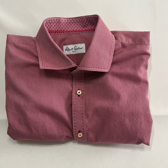 Robert Graham Shirt Mens XL‎ 44 17.5 Button Up Red Preppy Dress Casual Adult - Picture 1 of 9